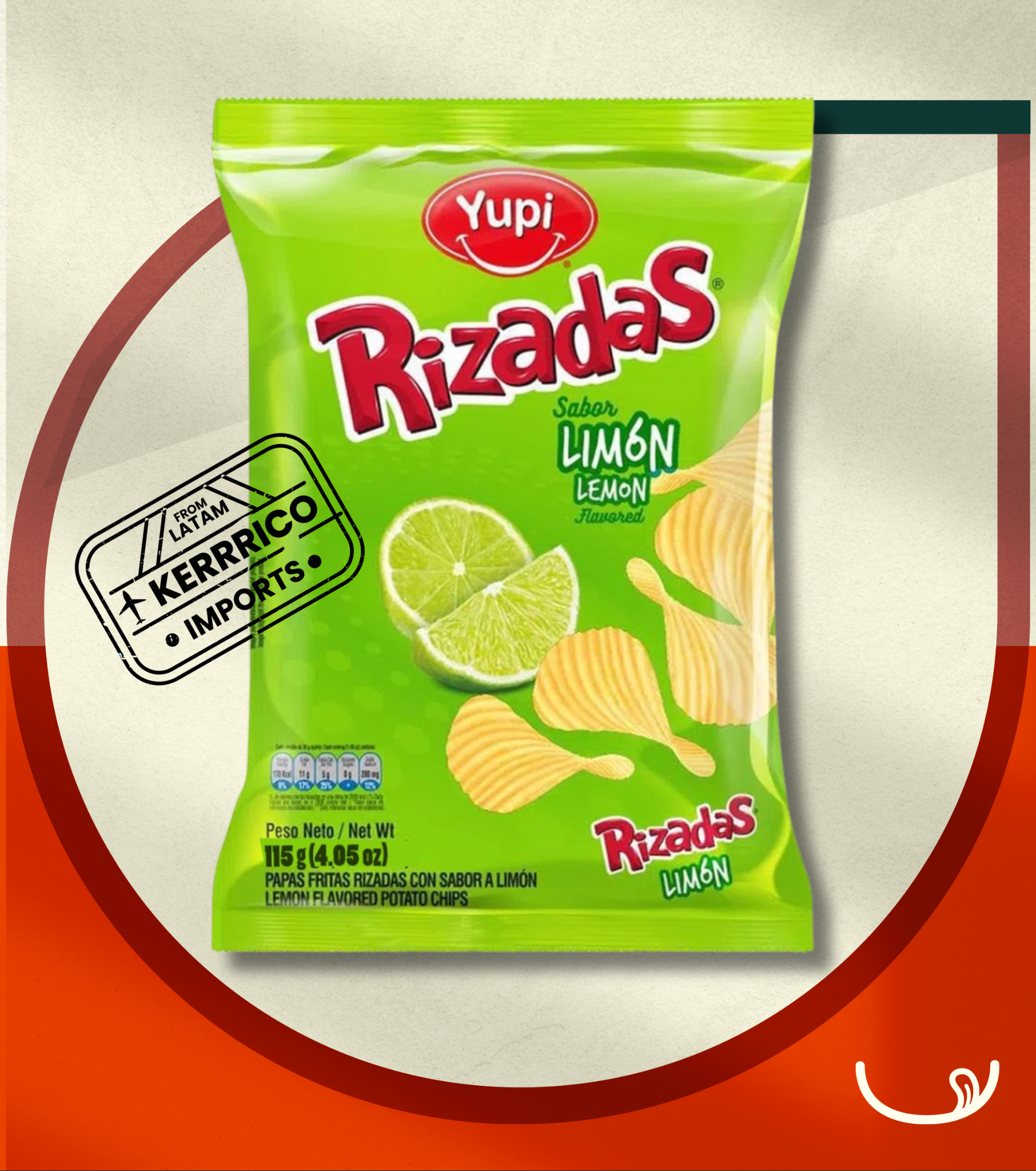 Papas Rizadas Yupi Limón 115g