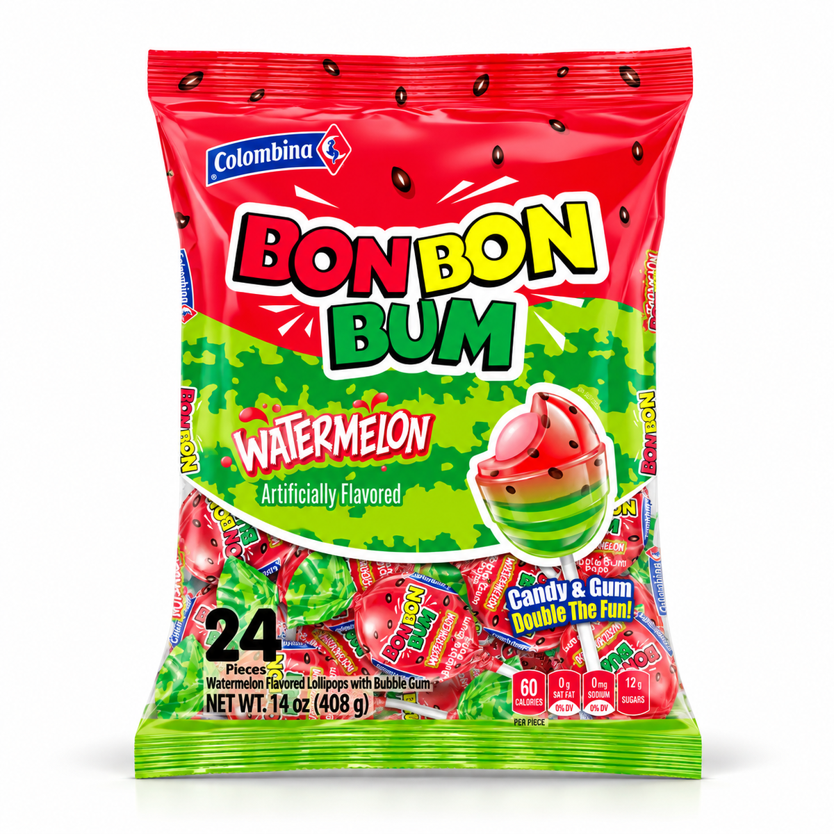 Paleta Bon Bon Bum Sandía Colombina – 24 unidades (408 g)