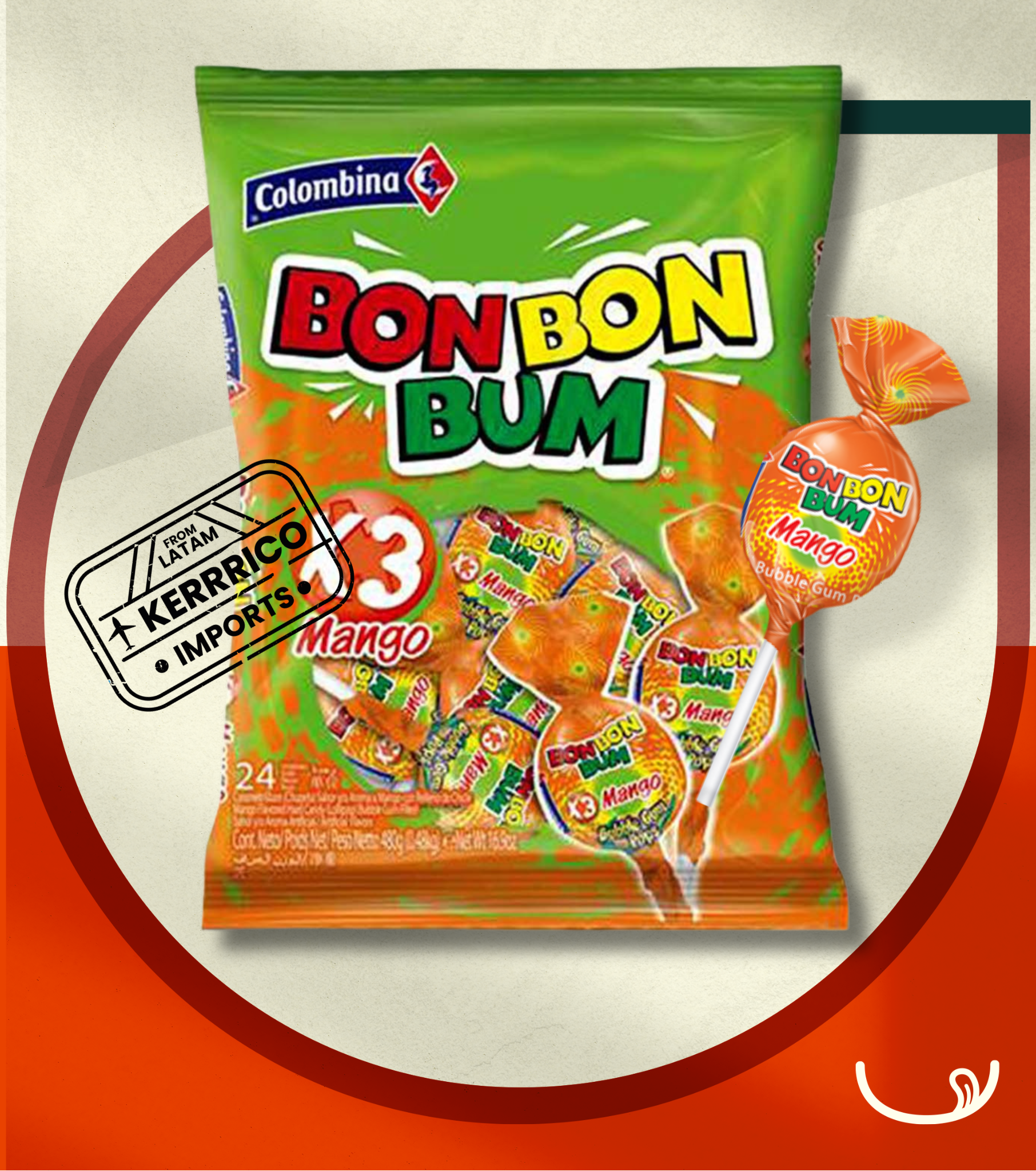 Bon Bon Bum Mango – 24 Units 408g🍭🇨🇴