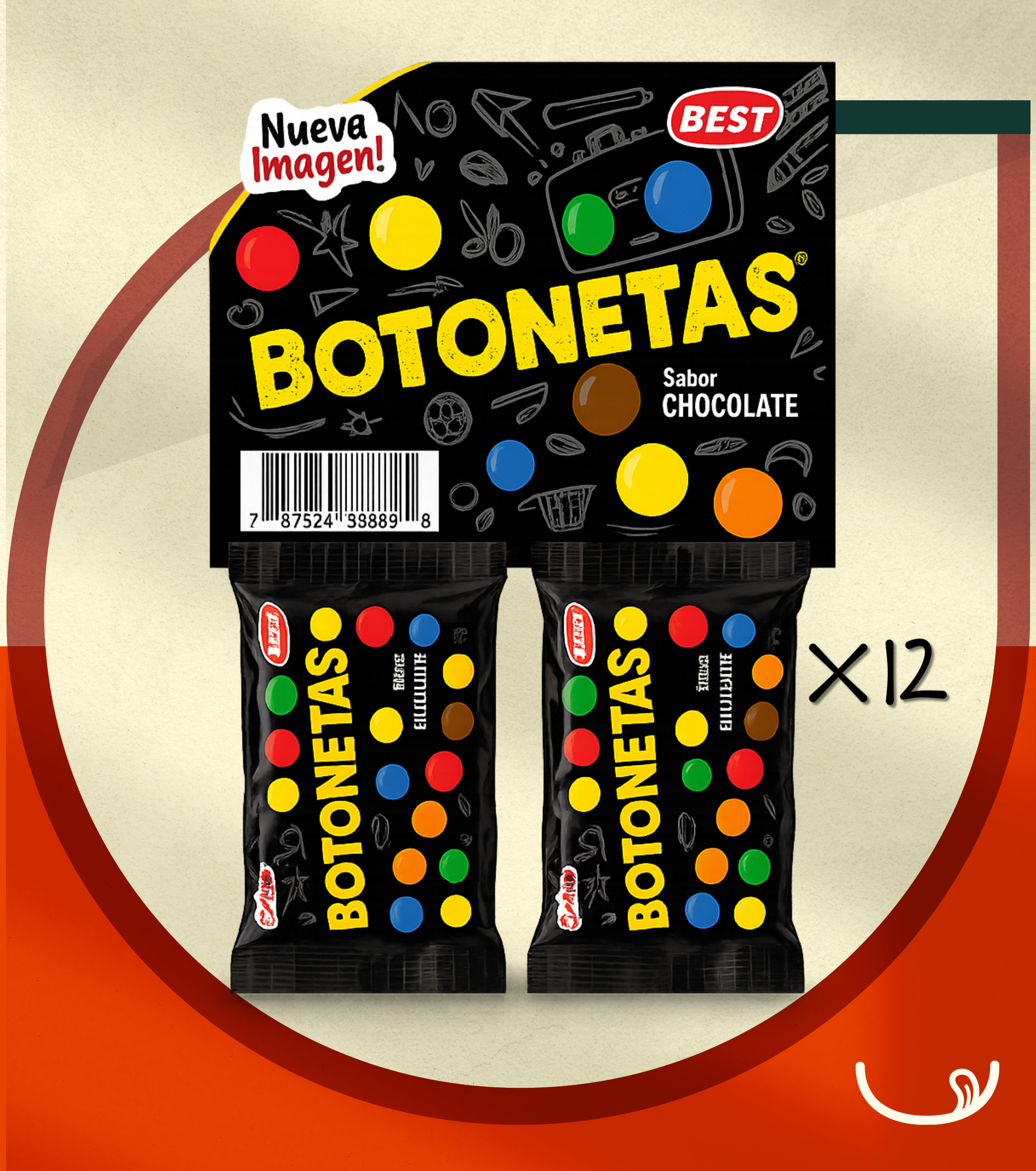 Botonetas Best – Sabor Chocolate ( Ristra x12 )