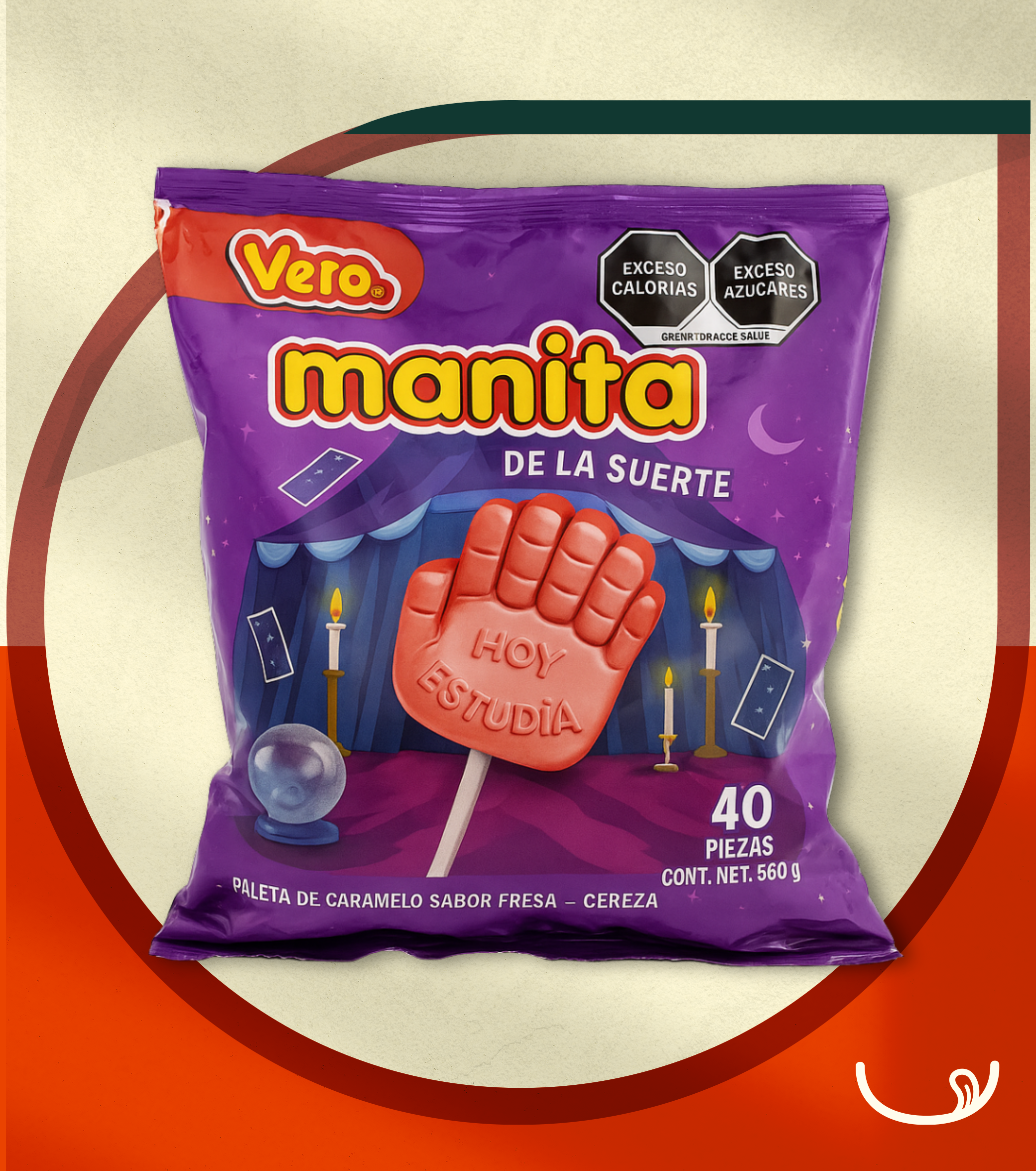 Paleta Vero Manita de la Suerte – Bolsa 40U (560 g)