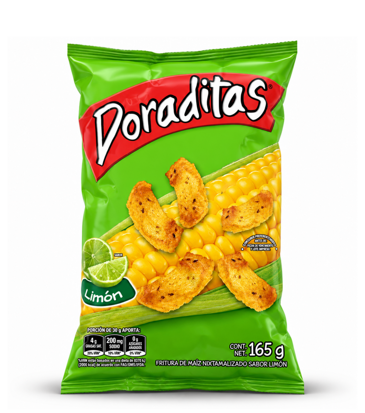 Doraditas de limón Kerrrico Imports Ltd, snack crujiente de 165g con sabor a limón en bolsa.