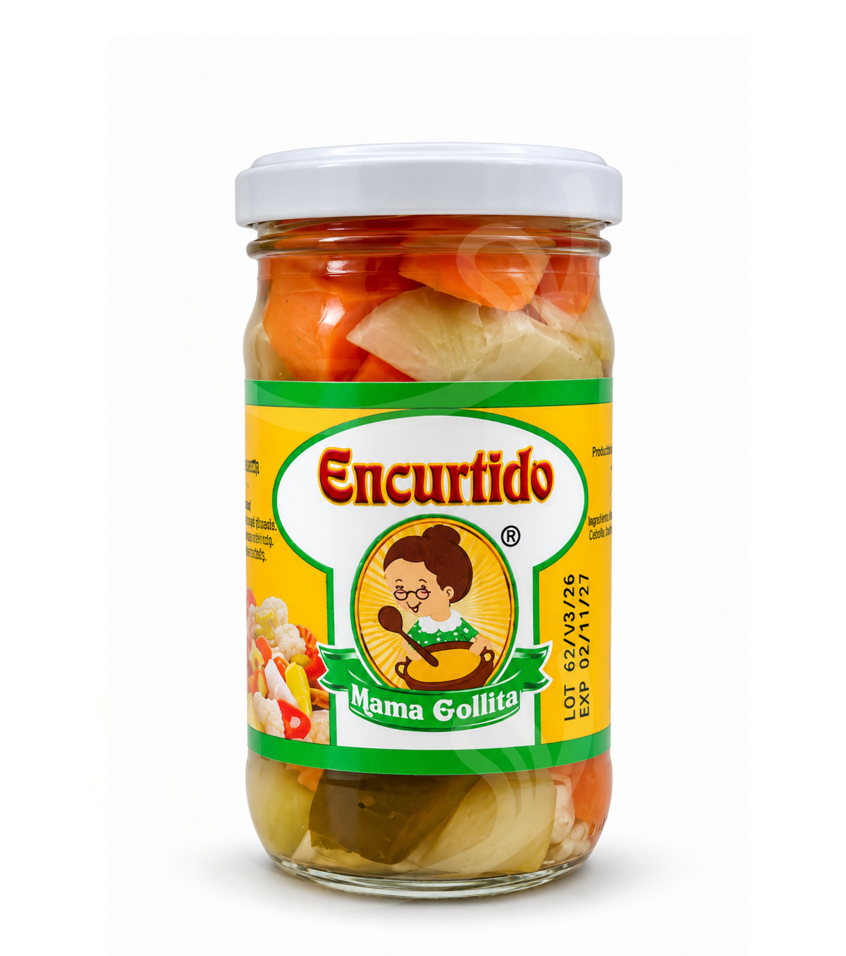 Encurtido Mama Gollita de Kerrrico Imports Ltd, condimento en frasco de 227g con verduras encurtidas y sabor delicioso.