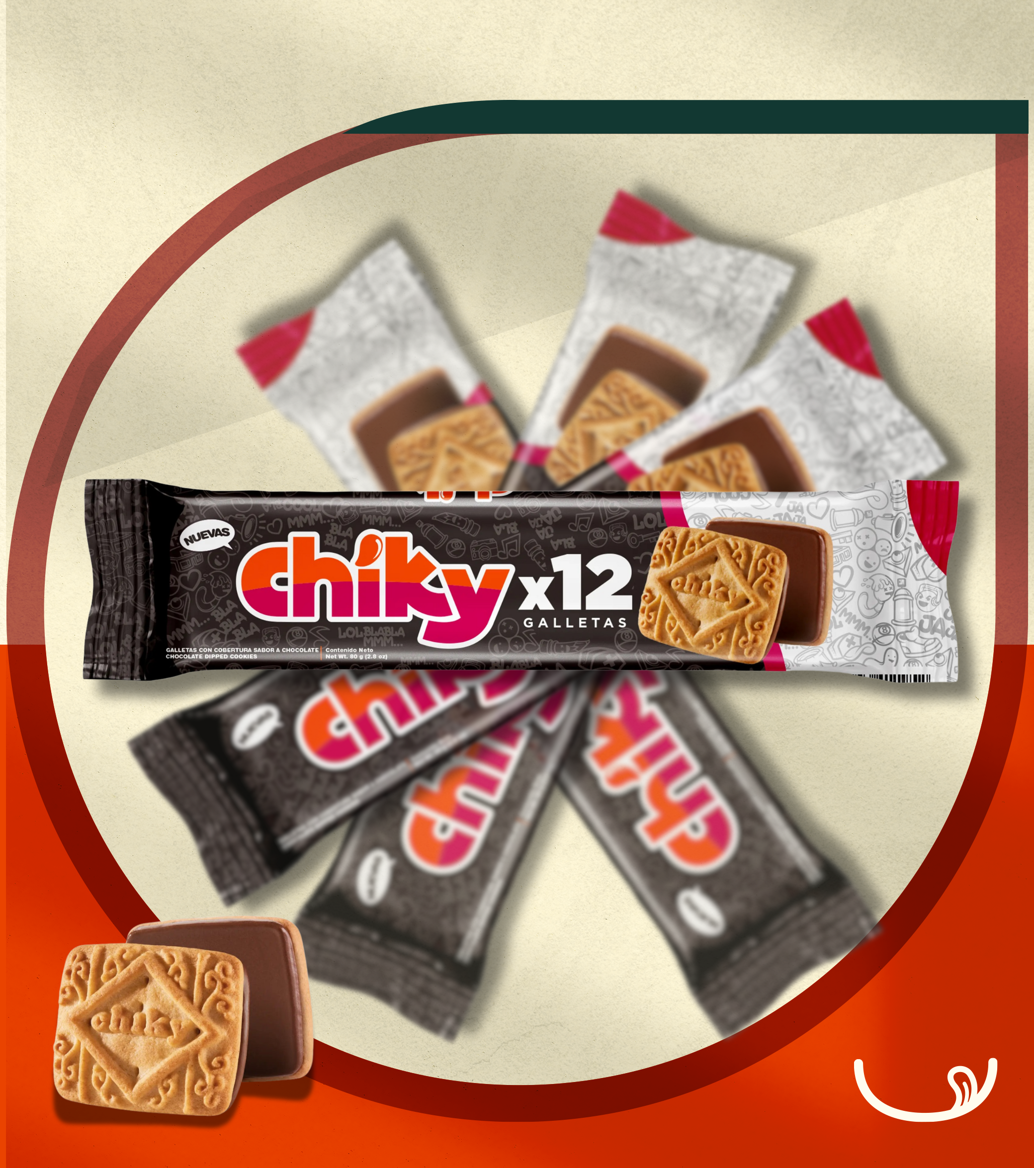 Galletas Chiky 12 unidades – Sabor a Chocolate  - 80g