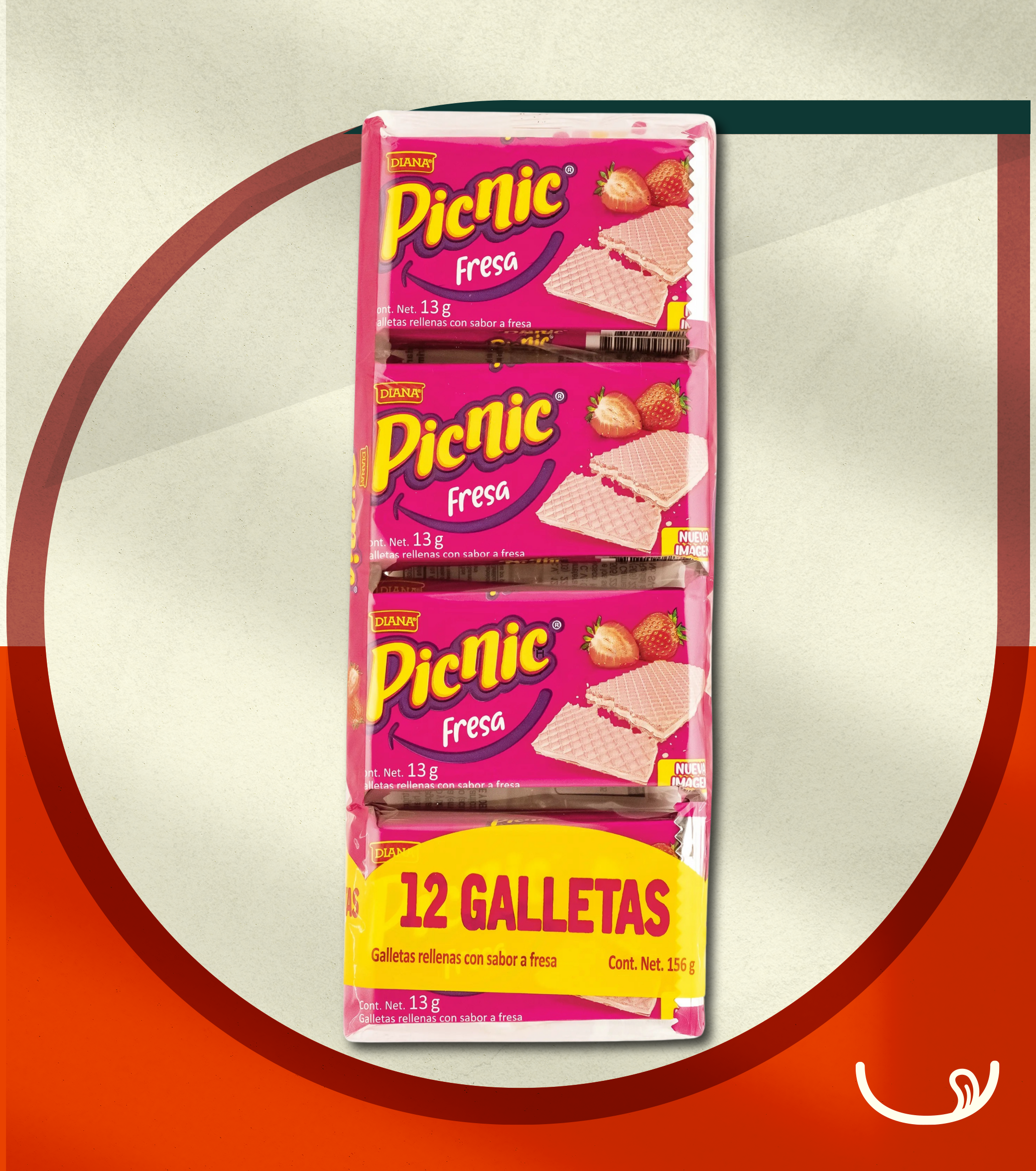 Galletas Picnic Fresa – 12 Unidades (156g)