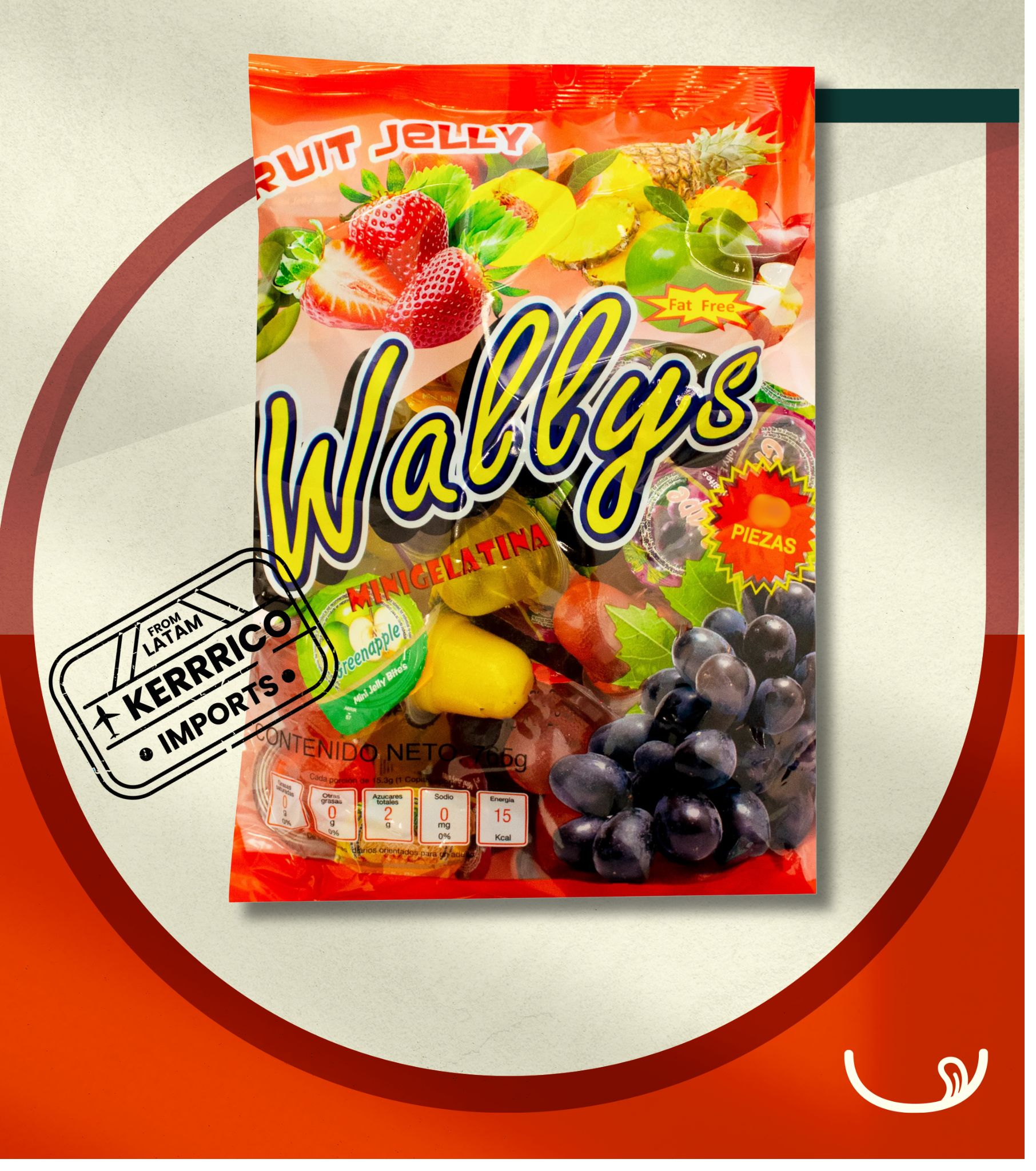 Wally Mini Fruit Flavored Jelly 306g – 20 Units 🍇🍓🍍