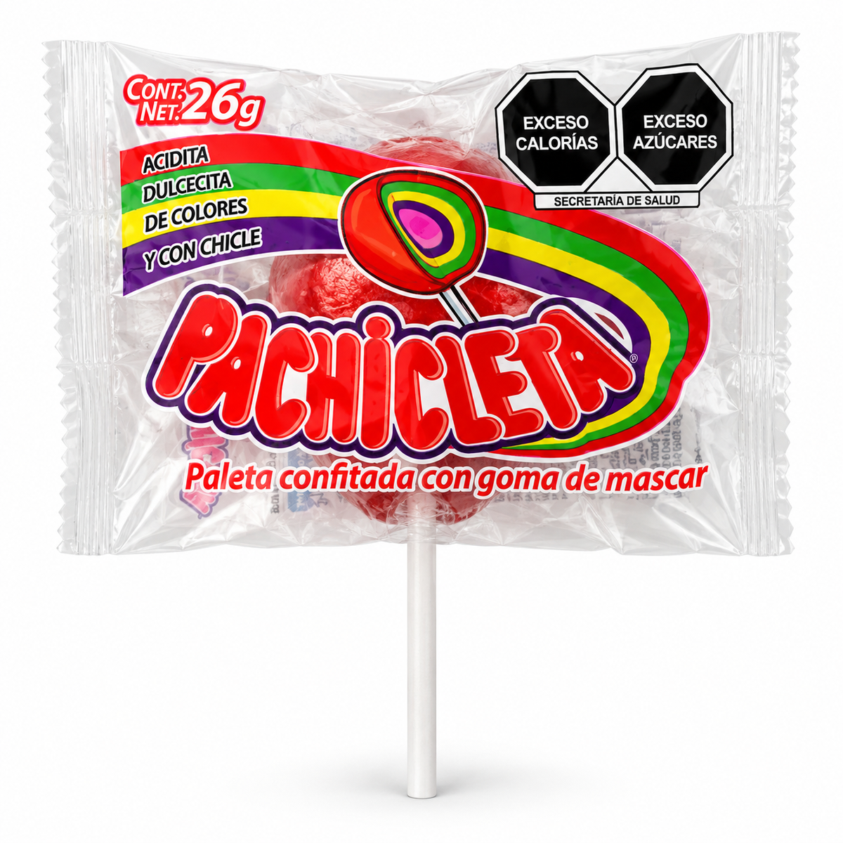 Paleta Pachicleta 26 g con chicle, empaque de frente