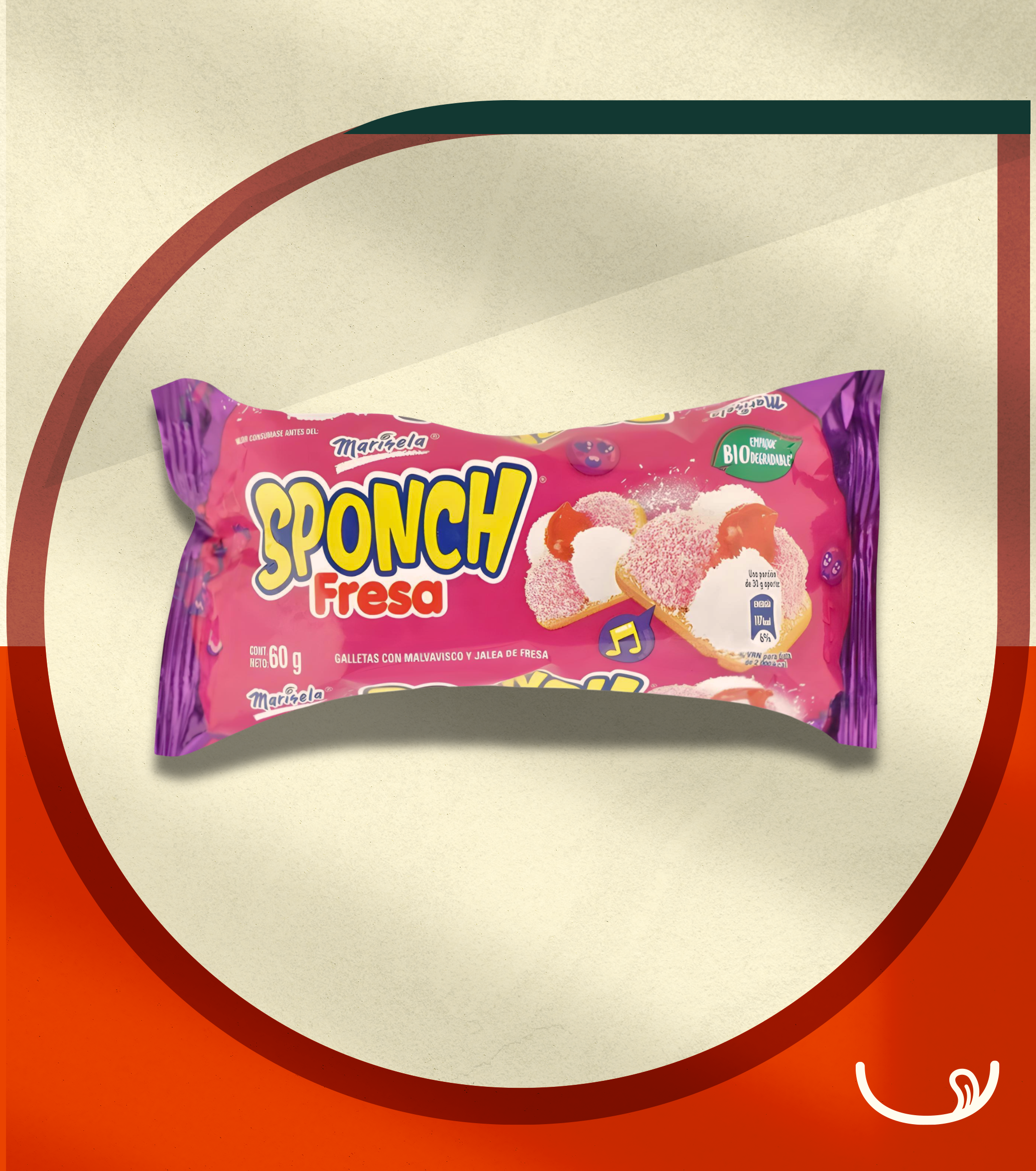 Sponch® (Galletas con malvavisco y mermelada de fresa) – Marinela (60 g)