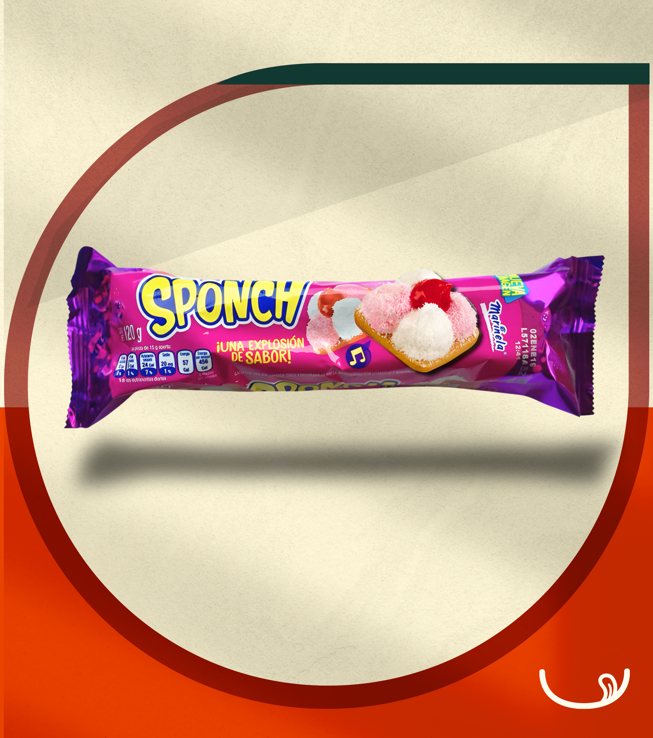 Sponch® (Galletas con malvavisco y mermelada de fresa) – Marinela (120g)
